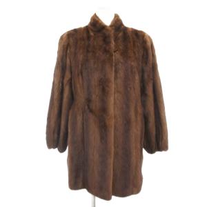LUPIAN FUR ファーコート ミンクファー 毛皮 ミドル ハーフ丈 11 茶 ブラウン 大きいサイズ
