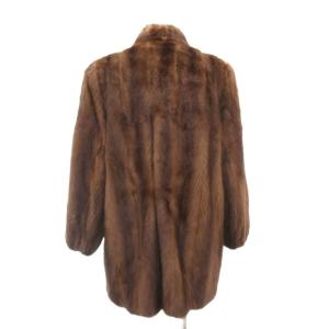 SAGA MINK LUPIAN FUR ファーコート ミンクファー 毛皮 ミドル ハーフ丈 11 茶 ブラウン 大きいサイズ