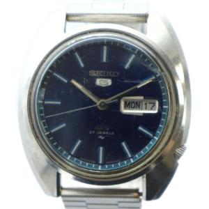 ファイブ デラックス 腕時計 ウォッチ 自動巻き 青文字盤 デイト カレンダー付き ロゴ 27石 シルバー色