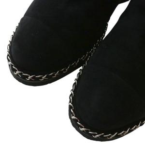 CHANEL ムートンブーツ チェーン ココマーク 38 ブラック