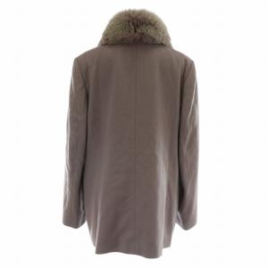 BALMAIN チェスターコート アウター カシミヤ 絹 シルク 襟ファー 毛皮 ブルーフォックス ミドル 11 L 紫
