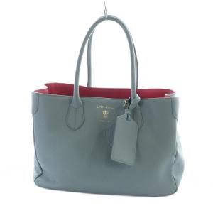 トートバッグ ハンド レザー シボ革 プリントロゴ 青 ブルー GY18 /MQ