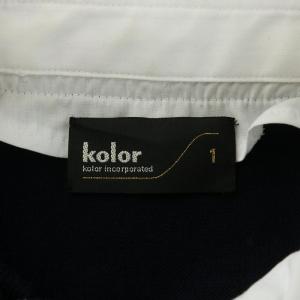 kolor 23SS アシンメトリー ニット ドッキング シャツ ウール 半袖 ノースリーブ ロゴ 刺繍 1 S 紺