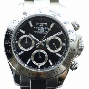 腕時計 ウォッチ クォーツ クロノグラフ 黒文字盤 ロゴ シルバー色 GY11 /MQ