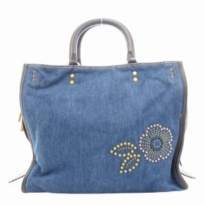 COACH 28886 ティーローズ リベット ローグ ハンドバッグ デニム地 フラワーモチーフ