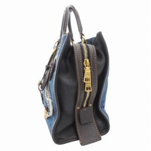 COACH 28886 ティーローズ リベット ローグ ハンドバッグ デニム地 フラワーモチーフ