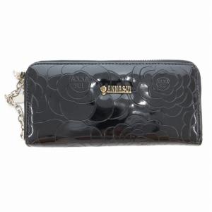 長財布 ウォレット 花柄 ロゴ エナメル 黒 ブラック /AE GY18