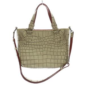 ハンドバッグ ショルダーバッグ 2way ショルダーストラップ付き 型押しクロコレザー 皮革 白 ホワイト