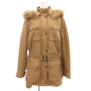 中綿ジャケット ブルゾン ラクーンファー ライナー シルク混 ノバチェック 40 ベージュ /JS GY18