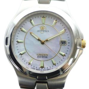 アテッサ ATTESA 腕時計 ウォッチ エコドライブ ソーラー シェル文字盤 ロゴ デイト カレンダー付き
