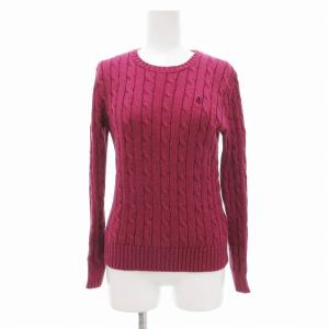 ニット セーター ケーブル 長袖 ロゴ S 紫 パープル /JS GY18