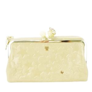 プレイングキャット 長財布 ロングウォレット 小銭入れあり がま口 レザー 革 ネコ 猫 蝶 型押し 星