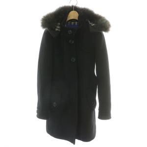 フードコード ロング ハーフ ミドル アウター 長袖 ウール 羊毛 タヌキファー 毛皮 総裏地 チェック柄