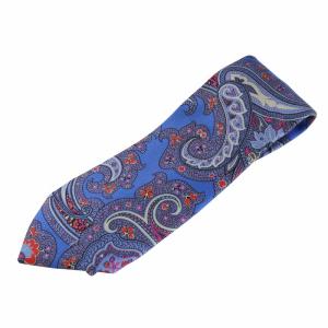 ネクタイ 絹 シルク レギュラータイ ペイズリー柄 総柄 紫 パープル 青 ブルー /XZ GY17