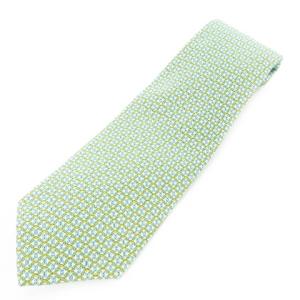 ネクタイ レギュラー シルク 絹 チェーン柄 総柄 緑 グリーン /AO7 GY17