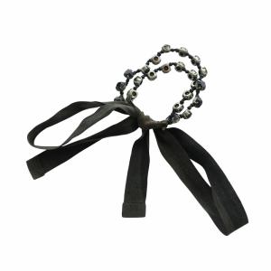 ブレスレット ガラスビーズ リボン ブラックカーキ 136-8604-704-099
