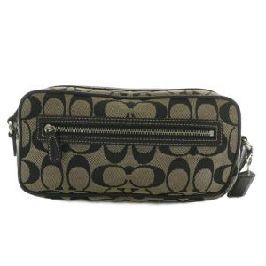 ショルダーバッグ キャンバス レザー シグネチャー 総柄 黒 ブラック 6616 /XZ GY18