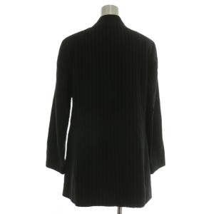 ETRO ノーカラージャケット ウール シングル ストライプ 比翼ボタン 42 M 黒 ブラック /XZ GY11