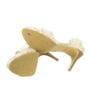 DIANA オープントゥパンプス ハイヒール レザー 革 パイソン型押し 22.5 ベージュ /CK11 GY18