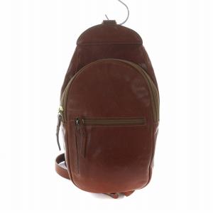 ボディバッグ ウエストポーチ ロゴ レザー 茶 ブラウン GY18 /MQ