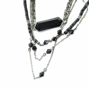 CIVARIZE ネックレス 3連 アクセサリー ロゴ ビーズ チェーン シルバー色 GY18 /MQ