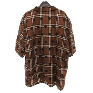BURBERRY LONDON ENGLAND オープンカラーシャツ チェック柄 シルク M ブラウン
