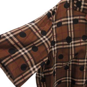 BURBERRY LONDON ENGLAND オープンカラーシャツ チェック柄 シルク M ブラウン