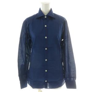 ワイシャツ カジュアルシャツ 長袖 レギュラーカラー イタリア製 36 紺 ネイビー 青 ブルー AG36037V81