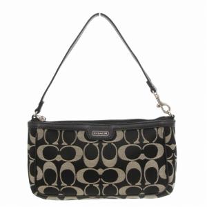 シグネチャー ハンドバッグ ポーチ マルチケース 肩掛け ロゴ キャンバス 黒 ブラック ベージュ /GV