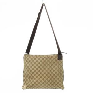 GUCCI ショルダーバッグ PVC レザー 革 GGスプリーム ロゴ 茶 ブラウン 141198・467891 /CK19