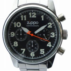 腕時計 ウォッチ クォーツ クロノグラフ 黒文字盤 ロゴ シルバー色 GY18 /MQ