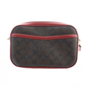 COACH ショルダーバッグ 斜めがけ PVC レザー シグネチャー ロゴ 赤 レッド 茶 ブラウン 68168 GY18