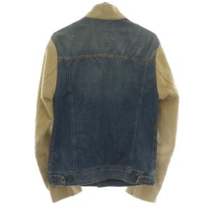 DOLCE&GABBANA ハラコ 切替 デニム ジャケット 48 ブルー ホワイト