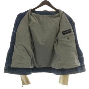 DOLCE&GABBANA ハラコ 切替 デニム ジャケット 48 ブルー ホワイト