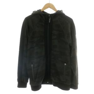 ジップアップパーカー アウター ブルゾン カモフラ 迷彩柄 サイドライン スカル ドクロ 裏毛 裏パイル