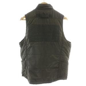 DIESEL 中綿ベスト アウター コーデュロイ ロゴ ワッペン ジップアップ ダブルジップ M 灰 グレー 茶 ブラウン