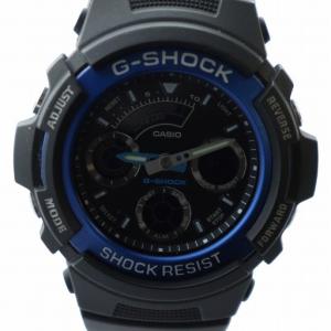 腕時計 ウォッチ クォーツ アナデジ カレンダー付き クロノグラフ ロゴ 黒文字盤 黒 ブラック AW-591