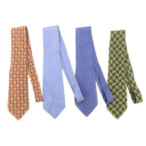 4点セット ネクタイ 総柄 シルク 赤 レッド 青 ブルー 緑 グリーン /AE GY18