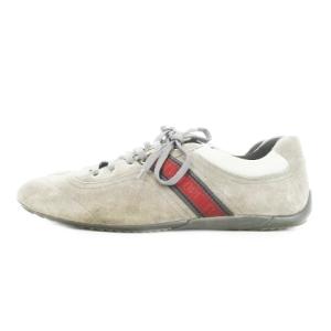 スニーカー スエード レザー 革 ロゴ 配色 ワンポイント レースアップ 8EE 26cm グレー /AH2