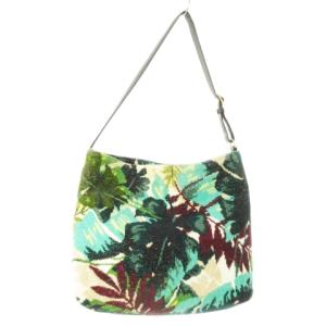 FEILER ハンドバッグ ワンショルダー シュニール織り パイル レザー 革 リゾート ボタニカル リーフ 緑 グリーン