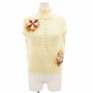 ニットベスト プルオーバー 透かし編み スターモチーフ S アイボリー