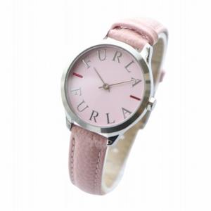 FURLA 腕時計 ウォッチ クォーツ ピンク文字盤 ロゴ レザーベルト シルバー色 44749-4251124504