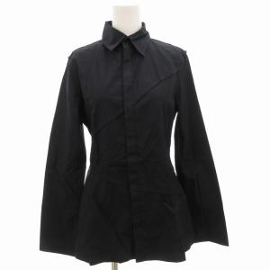 シャツ ブラウス 長袖 比翼 フリルヘム 40 紺 ネイビー /GV GY18