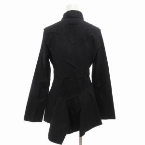 Jean Paul GAULTIER FEMME シャツ ブラウス 長袖 比翼 フリルヘム 40 紺 ネイビー /GV GY18