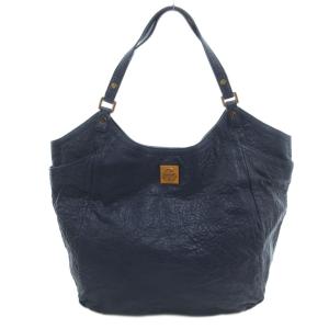 トートバッグ レザー ロゴ 紺 ネイビー /UO GY11