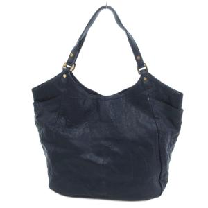 TORY BURCH トートバッグ レザー ロゴ 紺 ネイビー /UO GY11