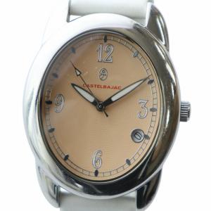 腕時計 ウォッチ クォーツ カレンダー付き ラウンド レザーベルト ロゴ シルバー色 JC-7010 GY11