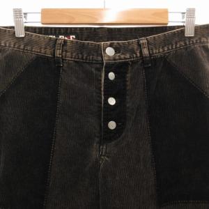 Jean Paul GAULTIER JPG コーデュロイ パンツ ブリーチ加工 ボタンフライ 42 ブラック