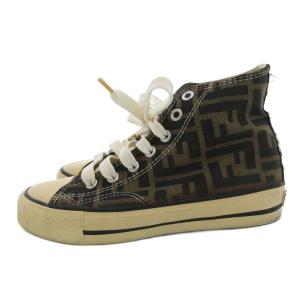 スニーカー ハイカット ズッカ柄 35 ベージュ 黒 ブラック /UO GY18