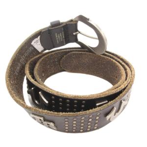 TRUE RELIGION ベルト ロゴ レザー ダークブラウン /AE GY11